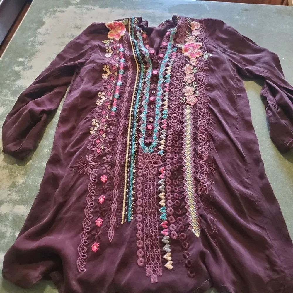 Johnny Was Joulette wine color tunic sz XS